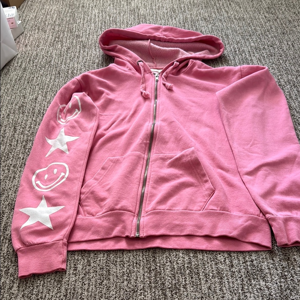 Ocean Drive Pink and White Star Sweatshirt Hoodie